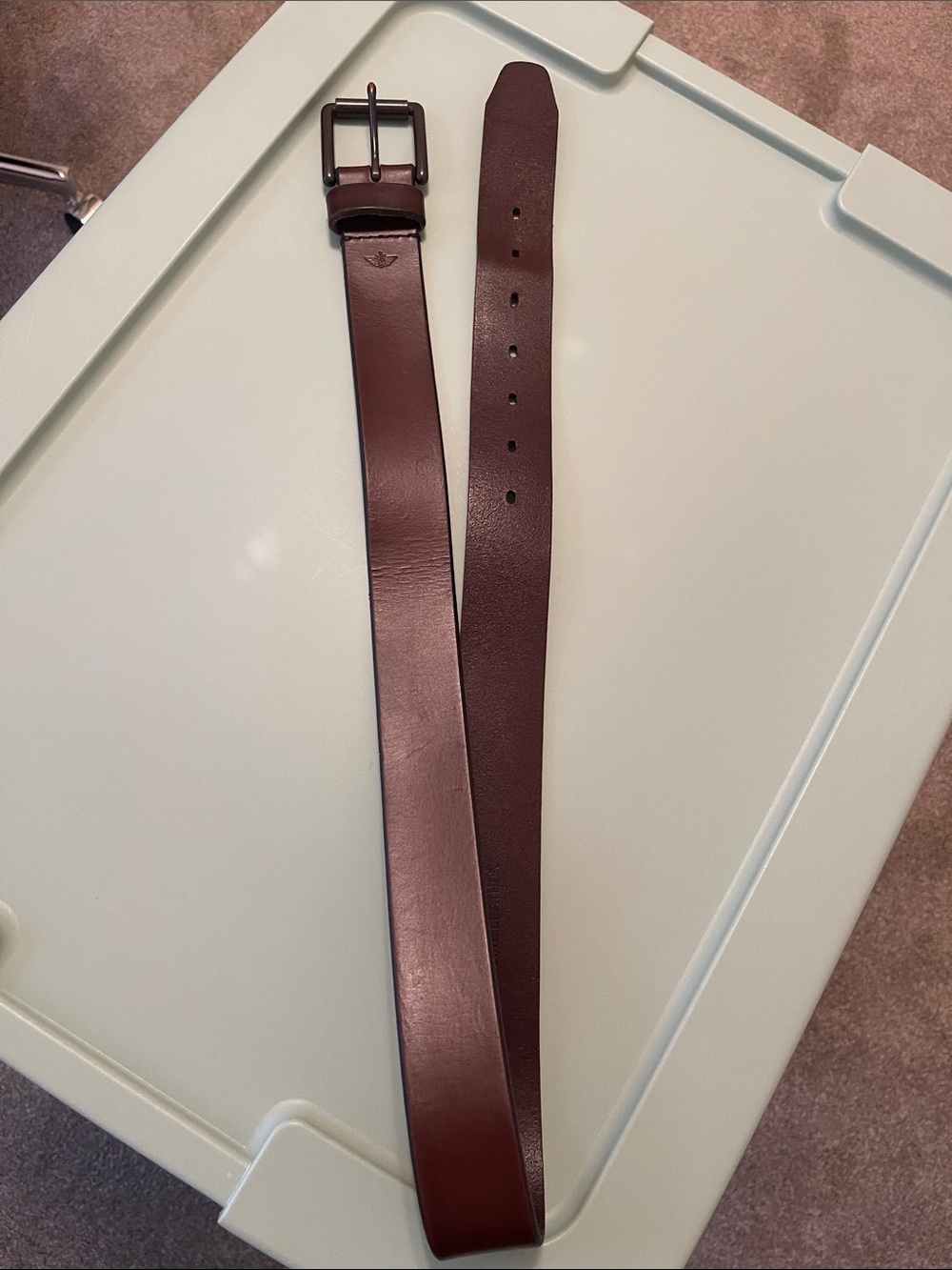 Dockers Men's Dark Brown Leather Dress Belt with Metal Buckle
